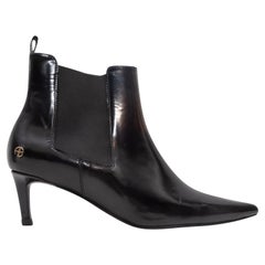 Schwarze Anine Bing Patent spitz zulaufende Stiefel Größe 37