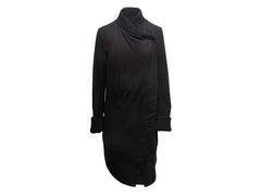 Schwarzer Ann Demeulemeester Wickelmantel mit Strickmuster Größe EU 38