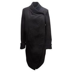 Black Ann Demeulemeester Knit-Trimmed Wrap Coat Size EU 38