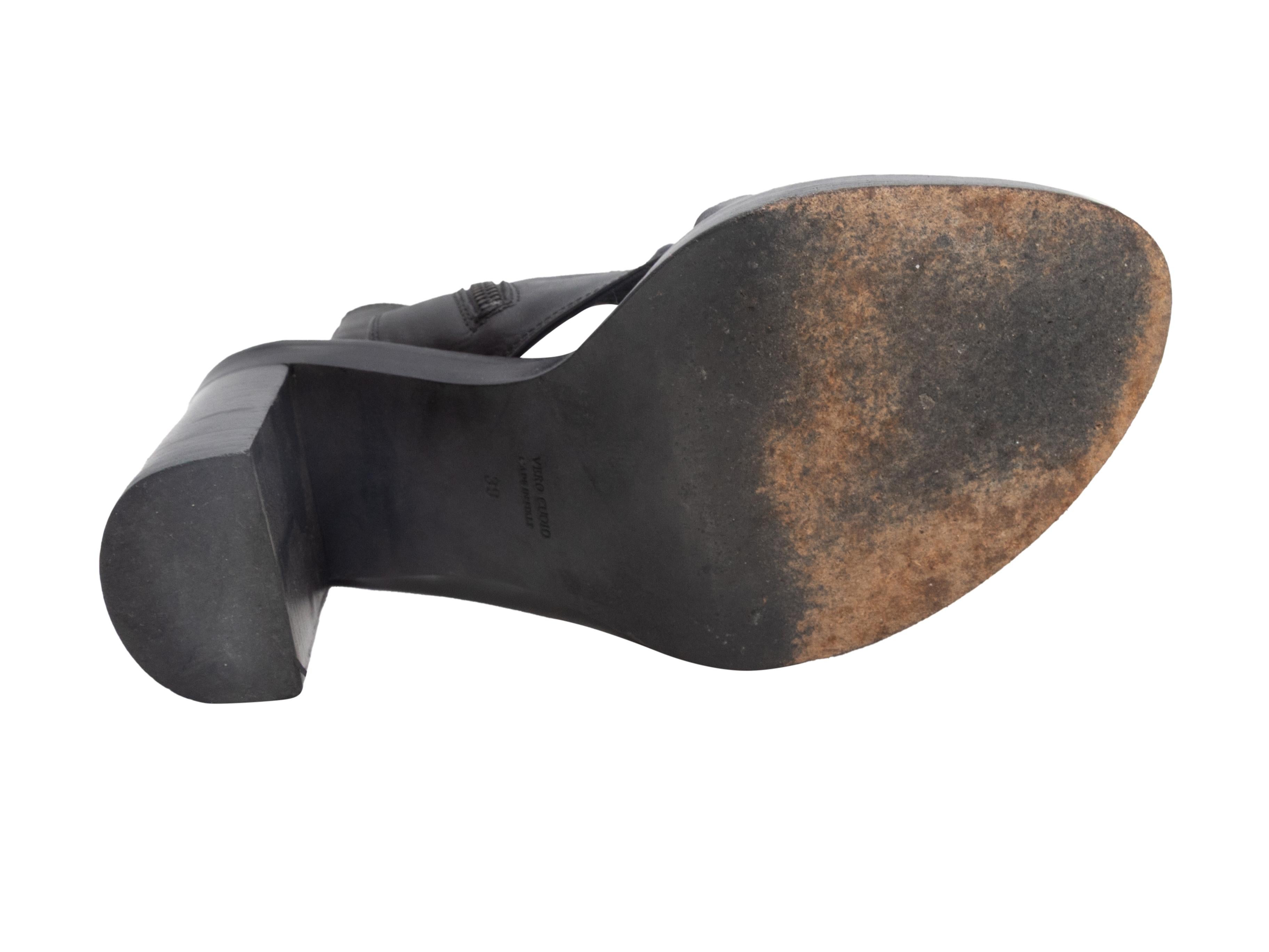 De las mujeres Sandalias negras de piel con tacón y cordones Ann Demeulemeester talla 37 en venta