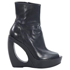 Ann Demeulemeester Black Wedge Ankle Boots