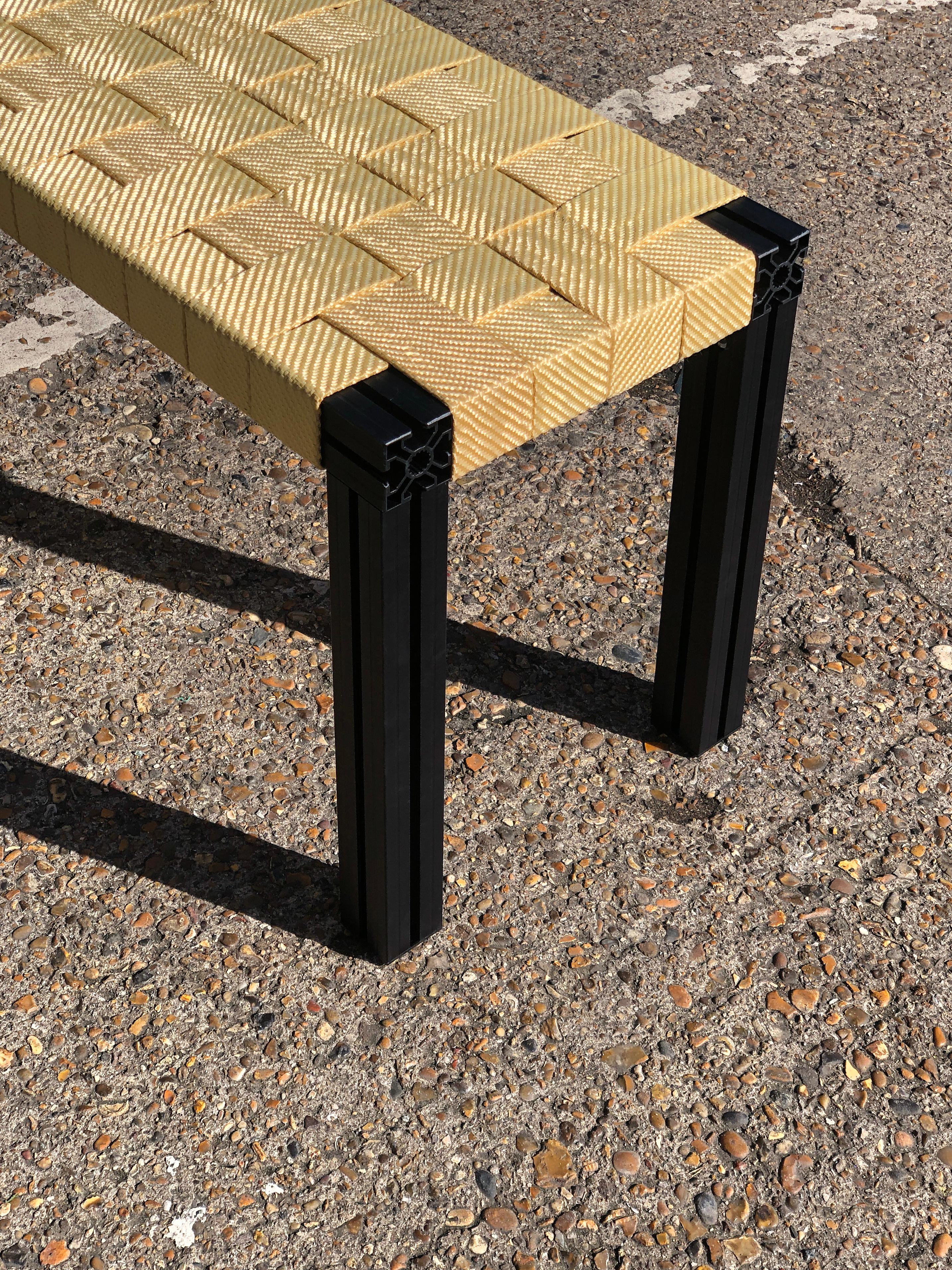 Anodized Black Anodised Aluminium Bench with Yellow Kevlar Strap Seating For Sale