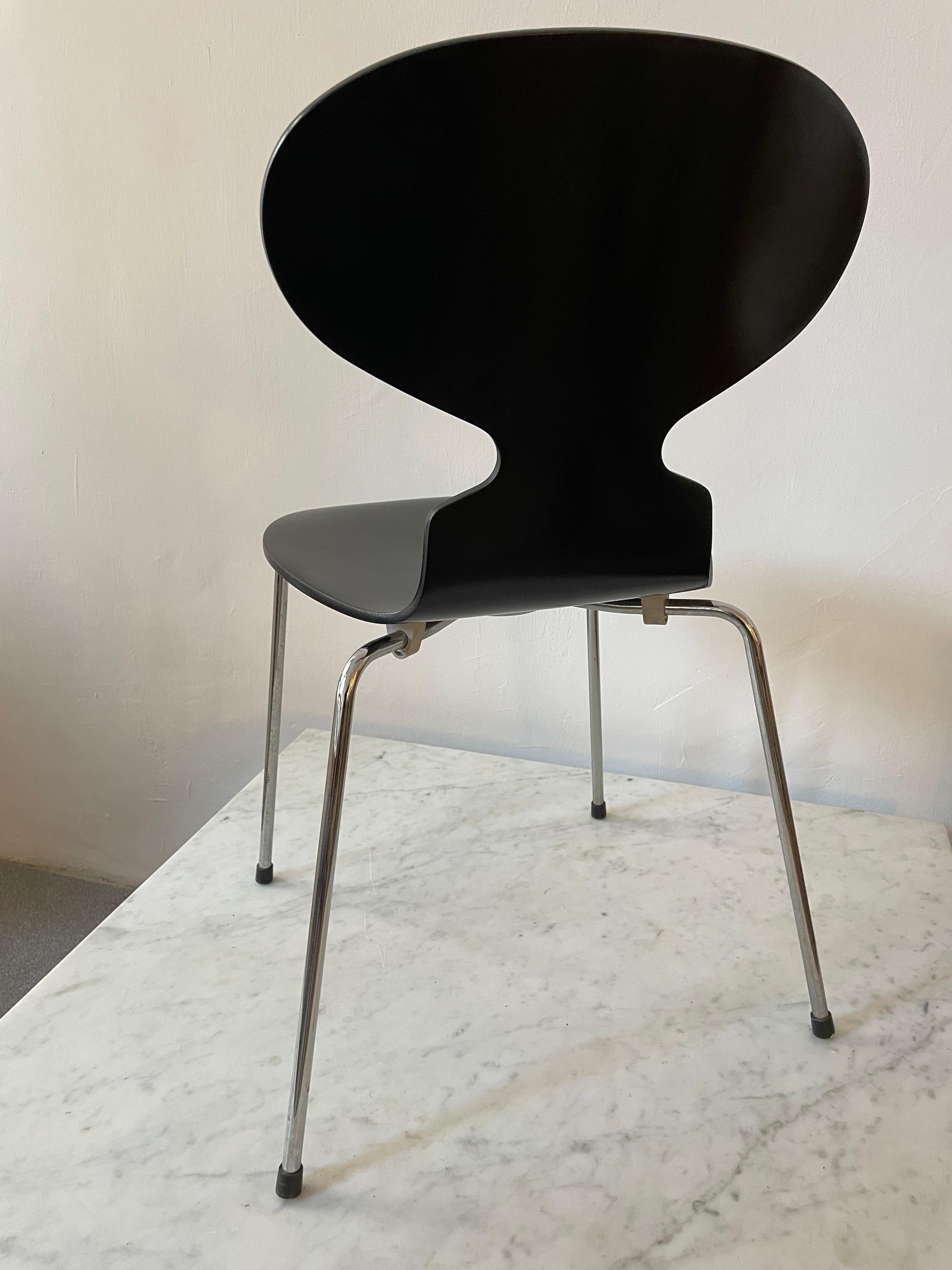 Chrome Black Ant Chair by Arne Jacobsen for Fritz Hansen