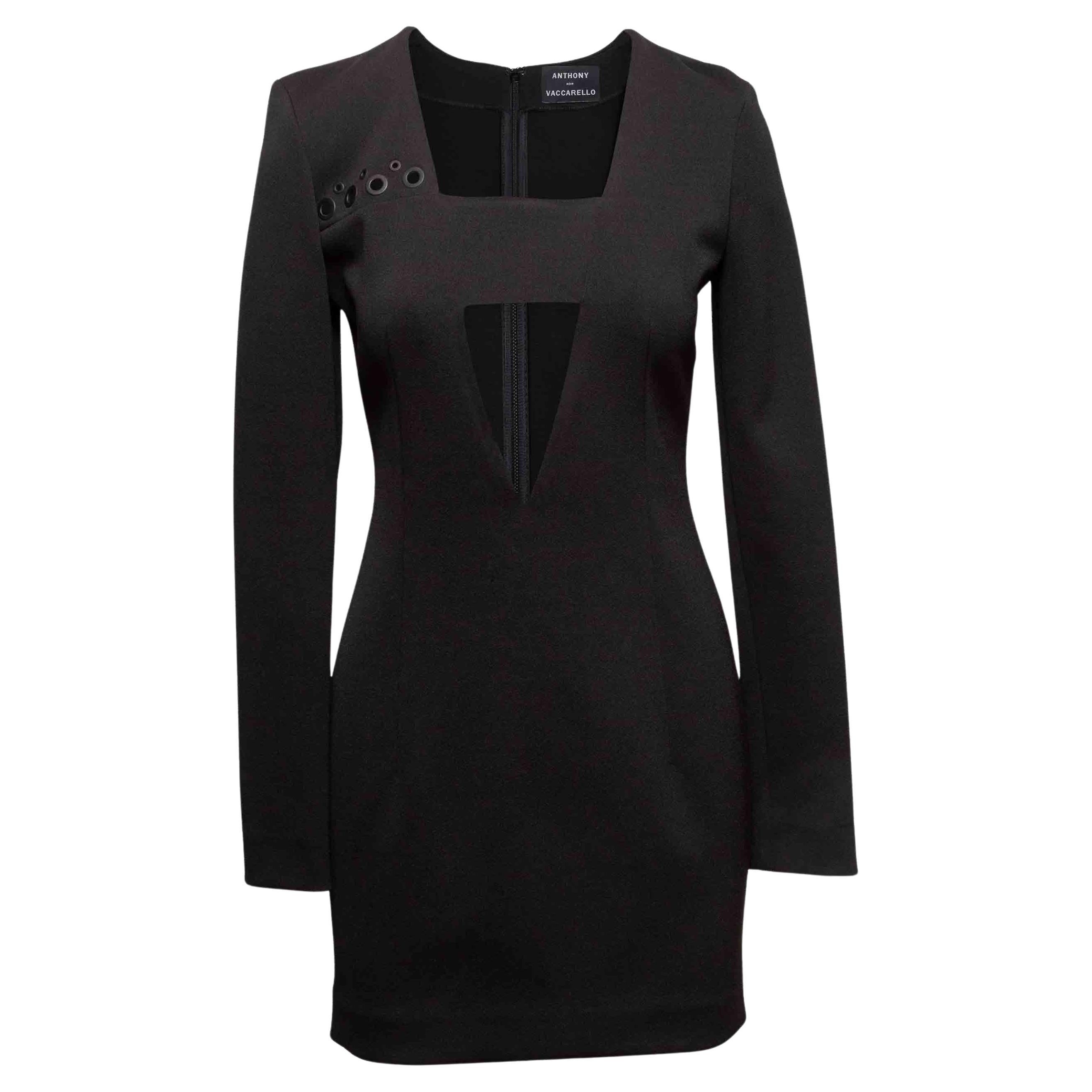 Schwarzes Anthony Vaccarello Ausgeschnittenes Minikleid Größe EU 38