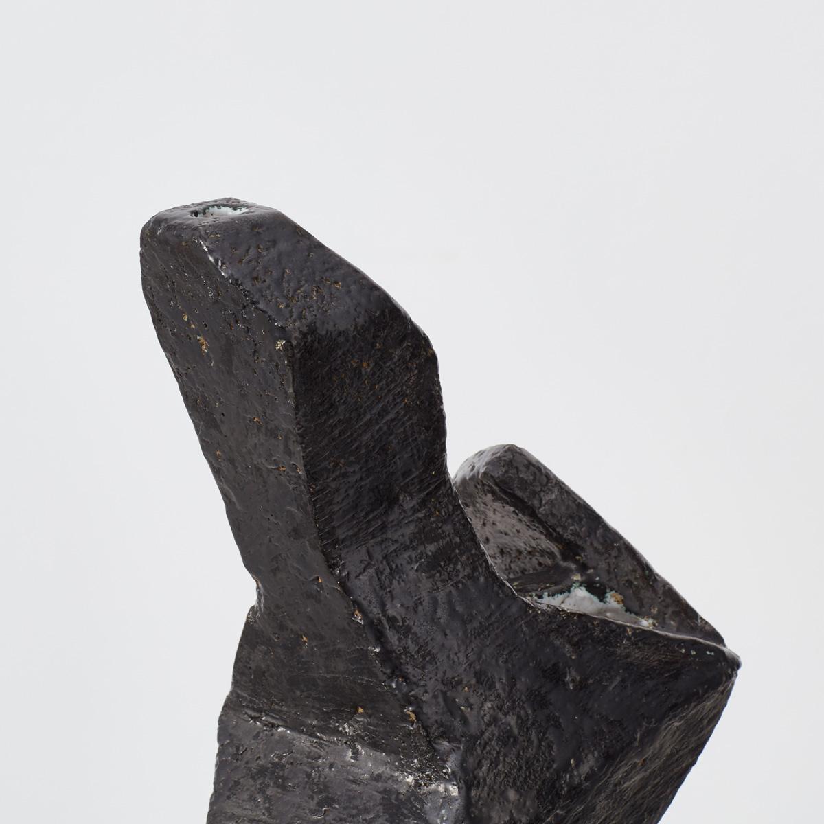 Black Anthroposophical Ceramic Sculpture, France 1940s For Sale 2