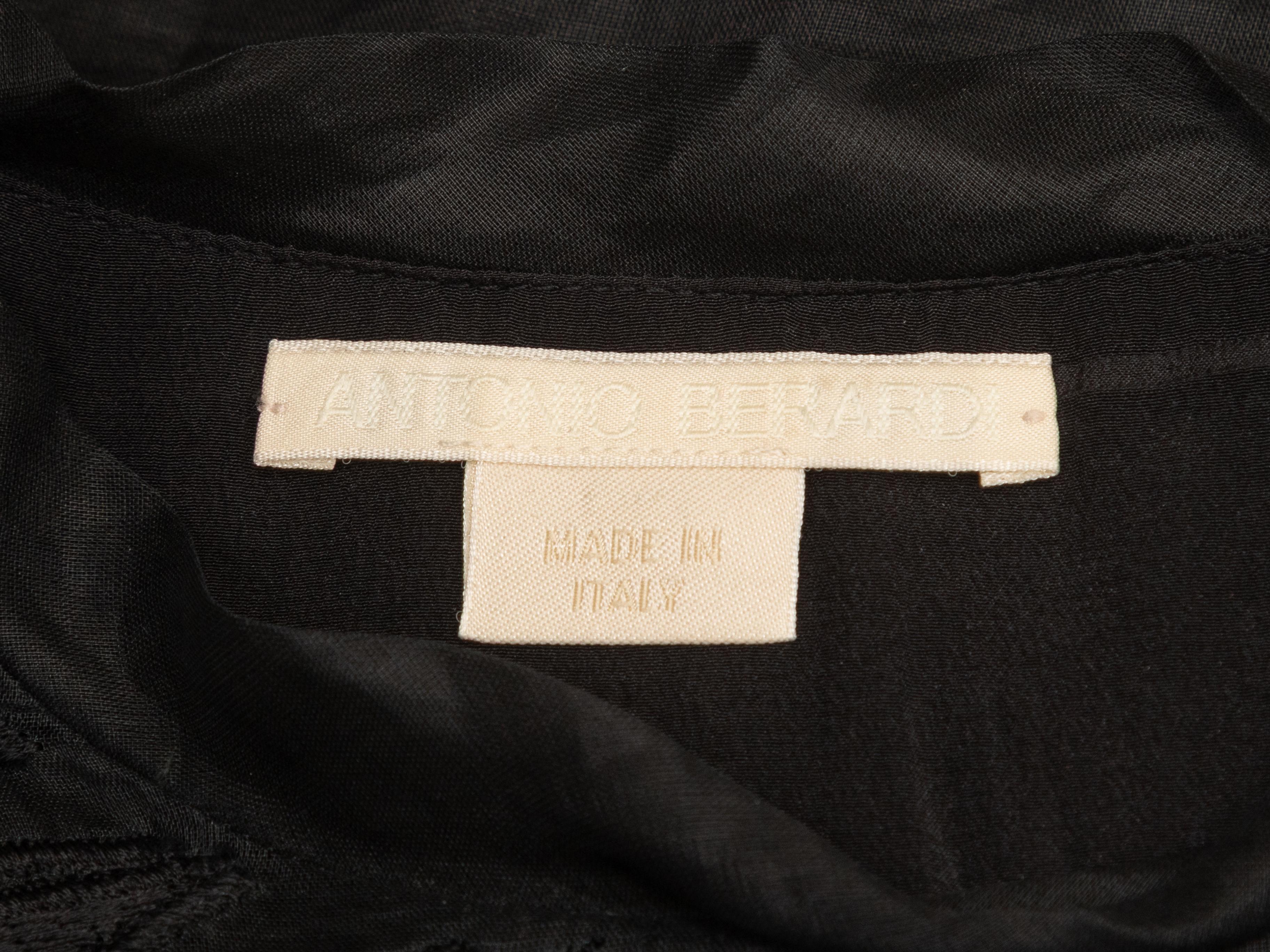 Women's Black Antonio Berardi Embroidered Long Sleeve Mini Dress Size IT 38 For Sale