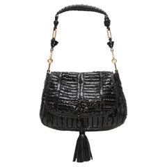 Borsa a tracolla in pelle verniciata intrecciata Anya Hindmarch nera