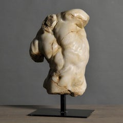Apollo Torso Sculpture, Small Size, in Resin and Metal Base.