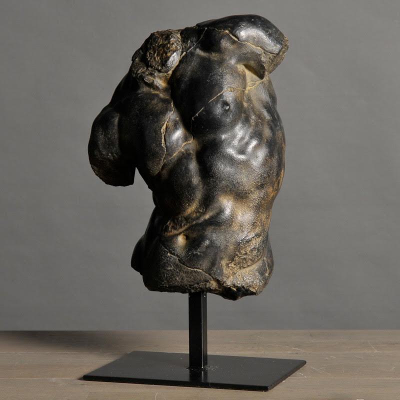 Escultura Torso de Apolo Negro, Tamaño Pequeño, en Resina y Base Metálica. en Nuevo estado para la venta en Saint-Ouen, FR