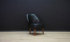 Black Armchair Classic 1980s Eco-Leather
