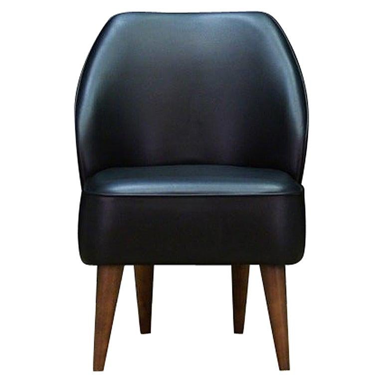 Black Armchair Classic 1980s Eco-Leather For Sale