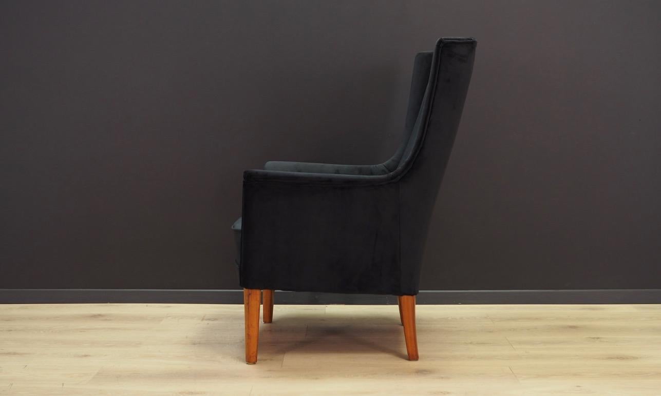Black Armchair Teak Retro 1960s Scandinavian Design For Sale 5