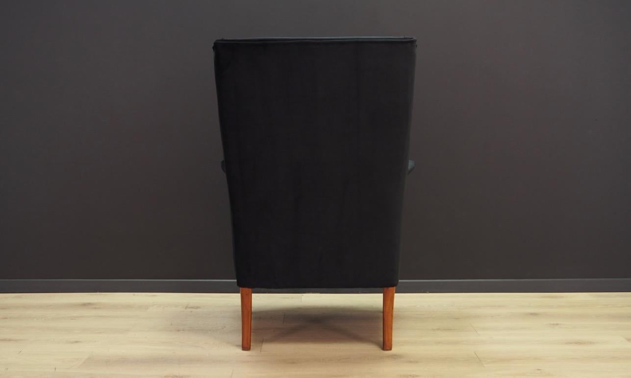 Black Armchair Teak Retro 1960s Scandinavian Design For Sale 1