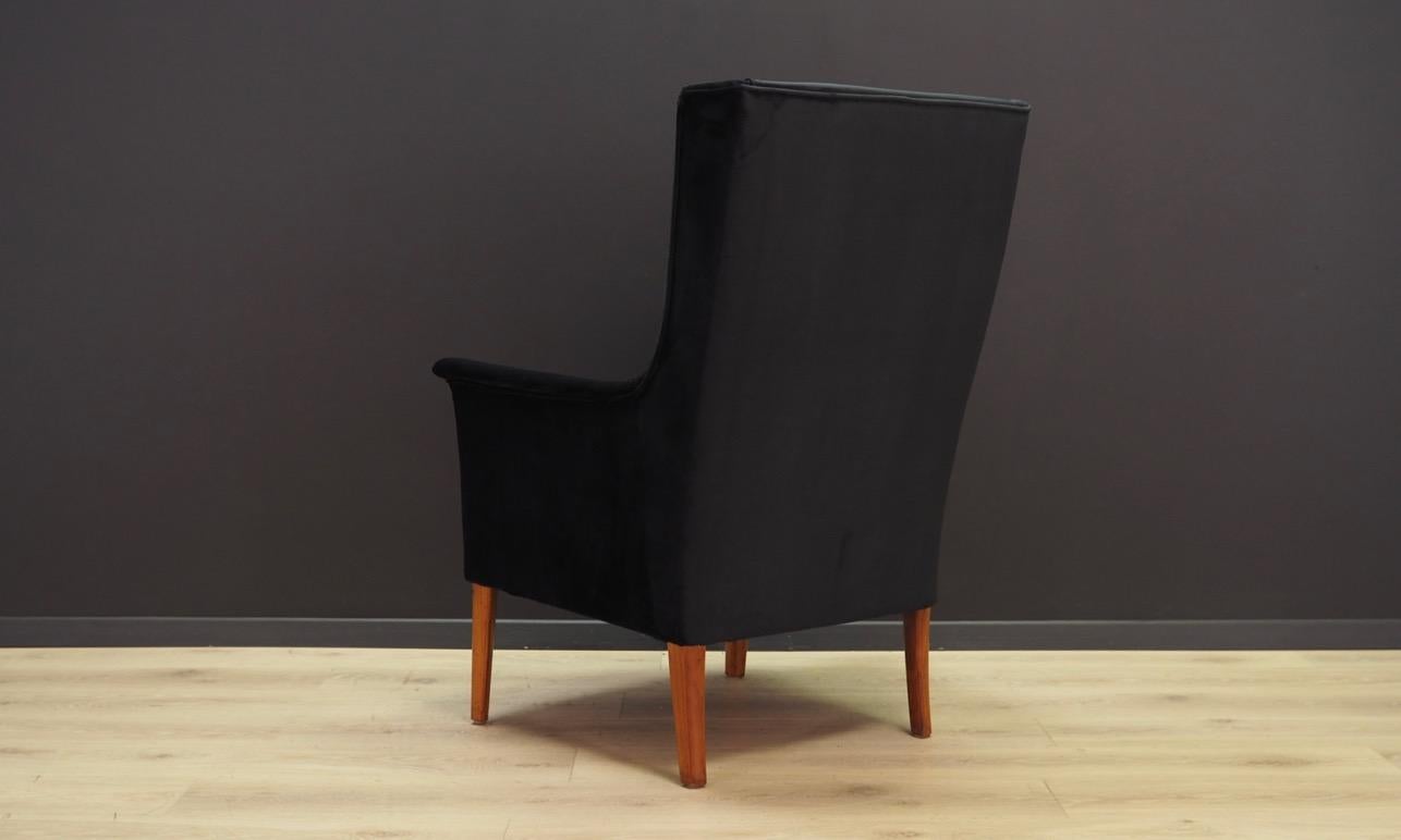 Black Armchair Teak Retro 1960s Scandinavian Design For Sale 3