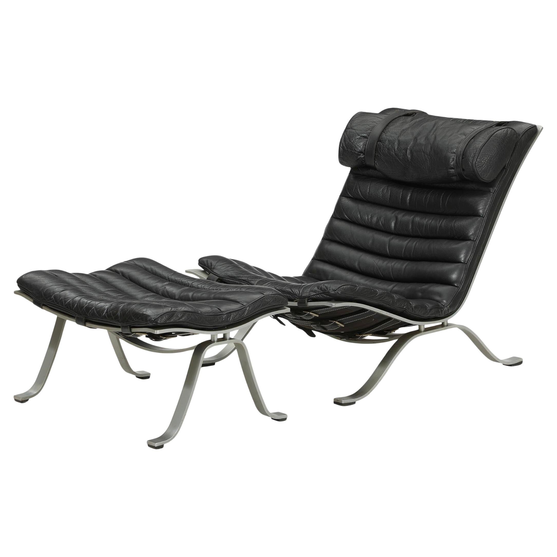 Black Arne Norell Ari chair and ottoman , Sweden