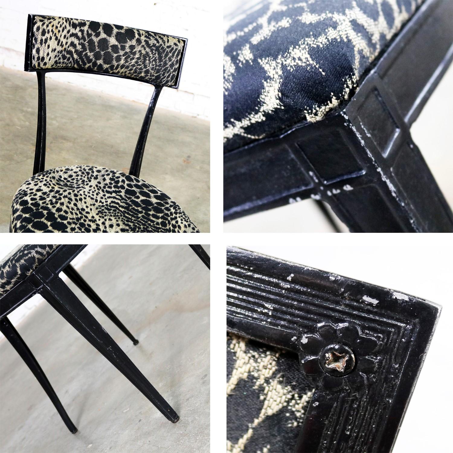 Black Art Deco & Animal Print Side Chairs Cast Aluminium Crucible Products, Pair 1