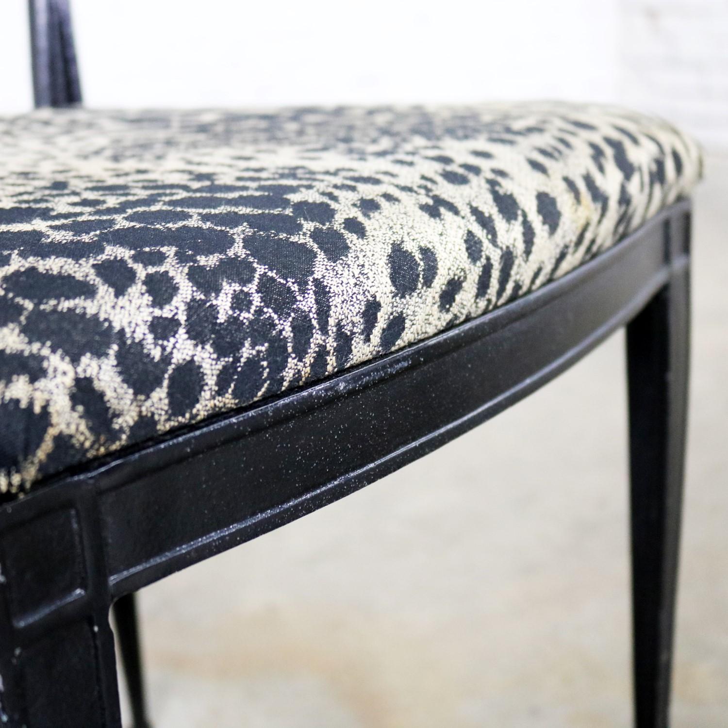 Black Art Deco & Animal Print Side Chairs Cast Aluminium Crucible Products, Pair 2