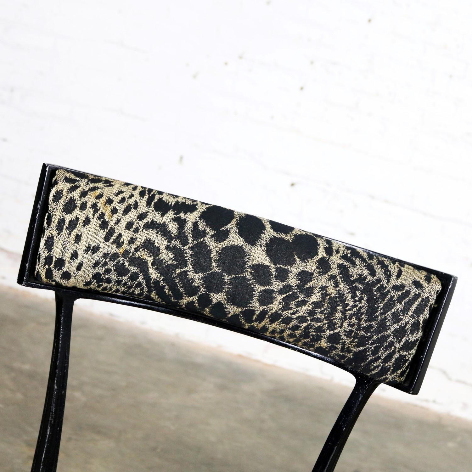 Black Art Deco & Animal Print Side Chairs Cast Aluminium Crucible Products, Pair 3