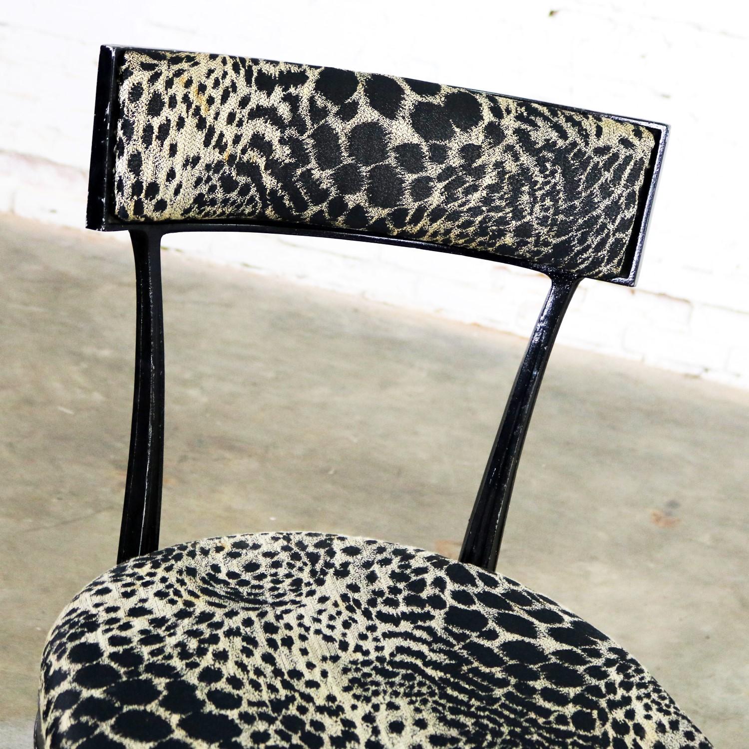 Black Art Deco & Animal Print Side Chairs Cast Aluminium Crucible Products, Pair 9