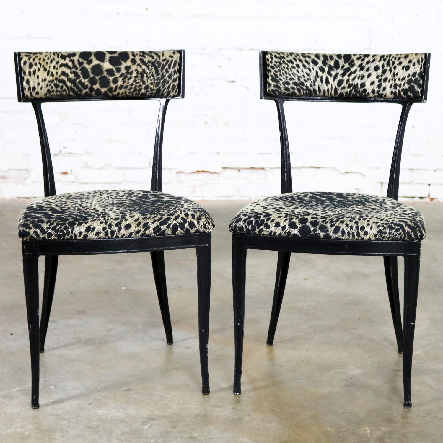 Black Art Deco and Animal Print Side Chairs Cast Aluminium Crucible