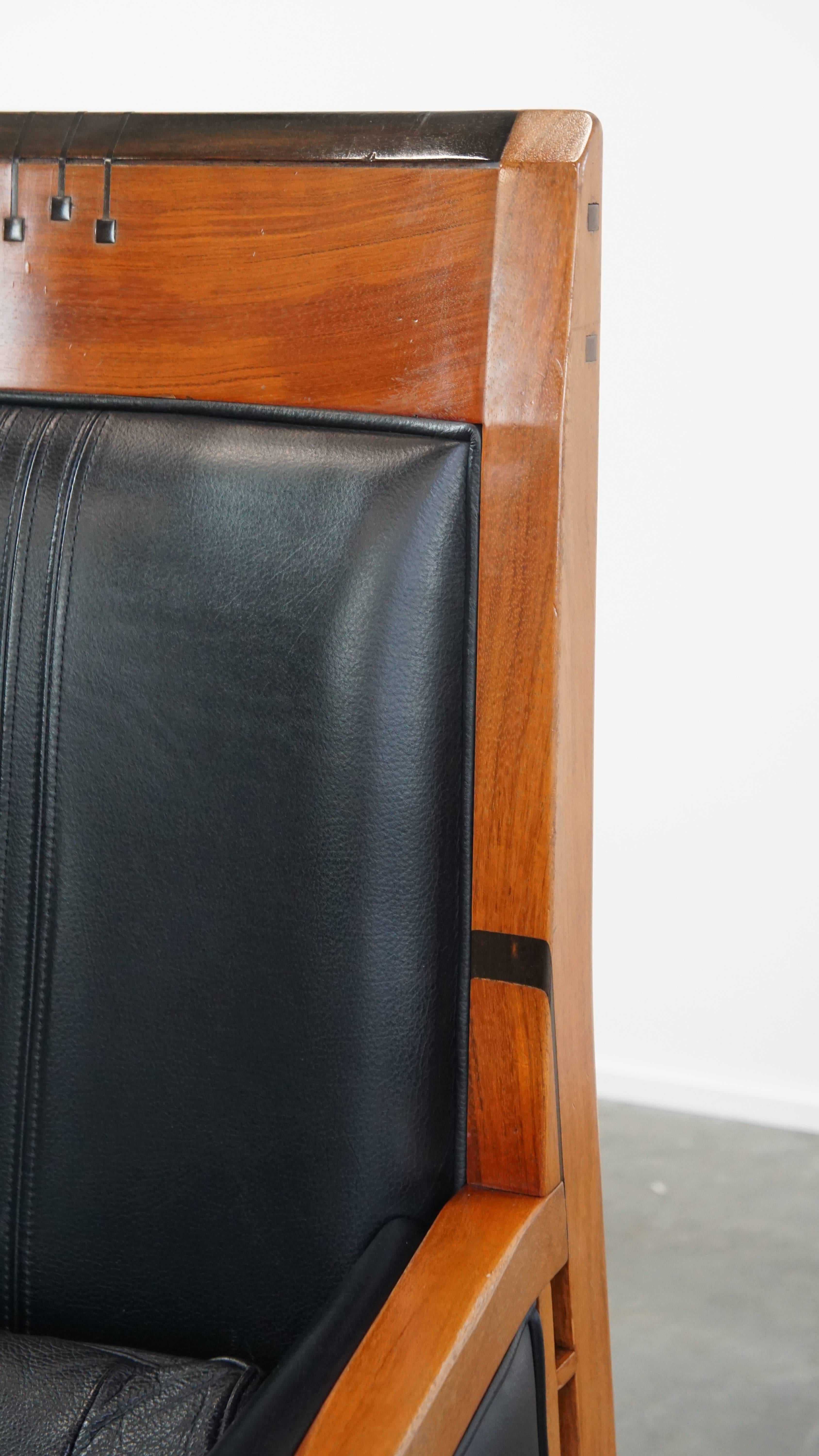 Poltrona Art Deco nera con schienale alto in vendita 3