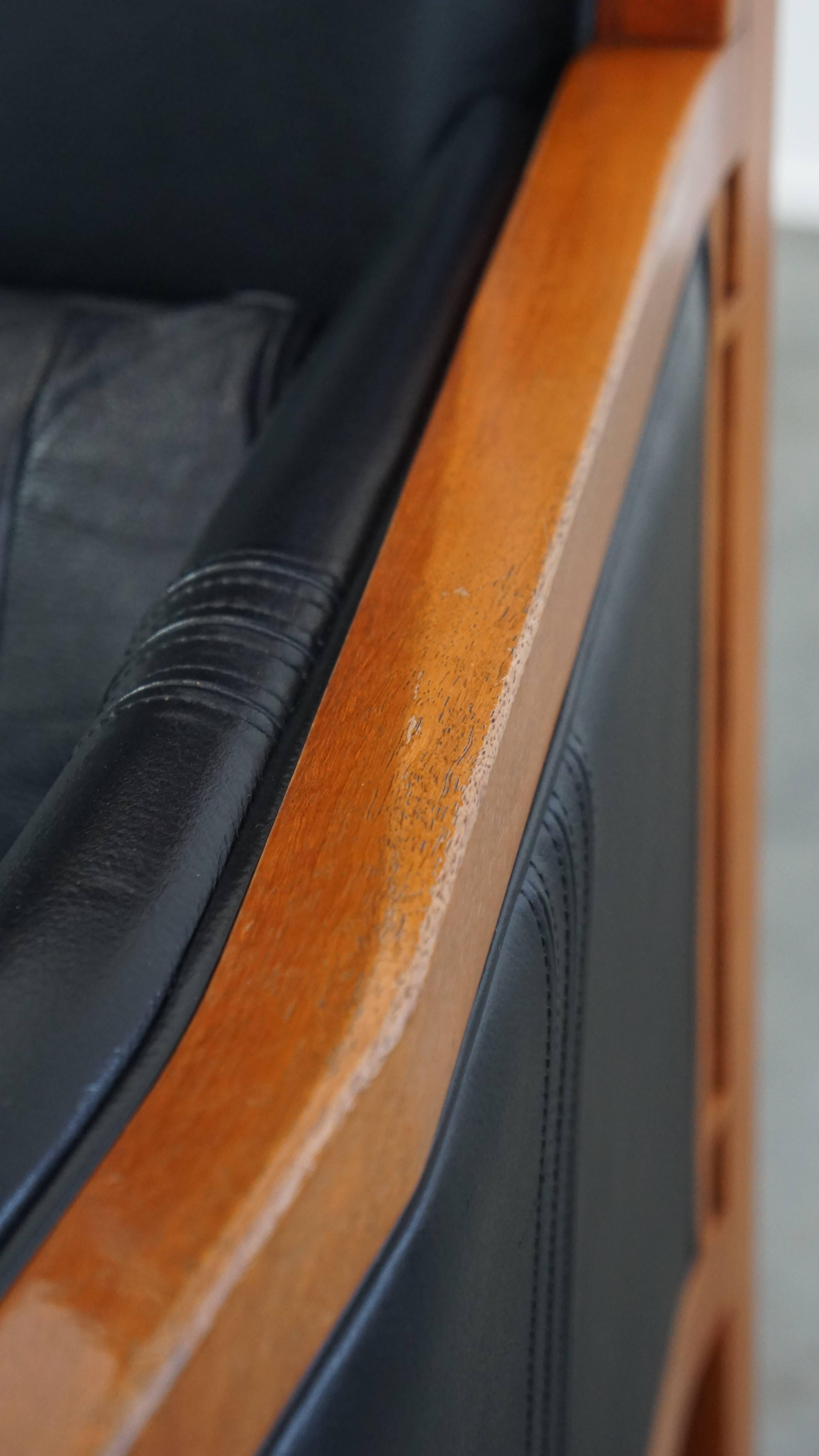 Poltrona Art Deco nera con schienale alto in vendita 4