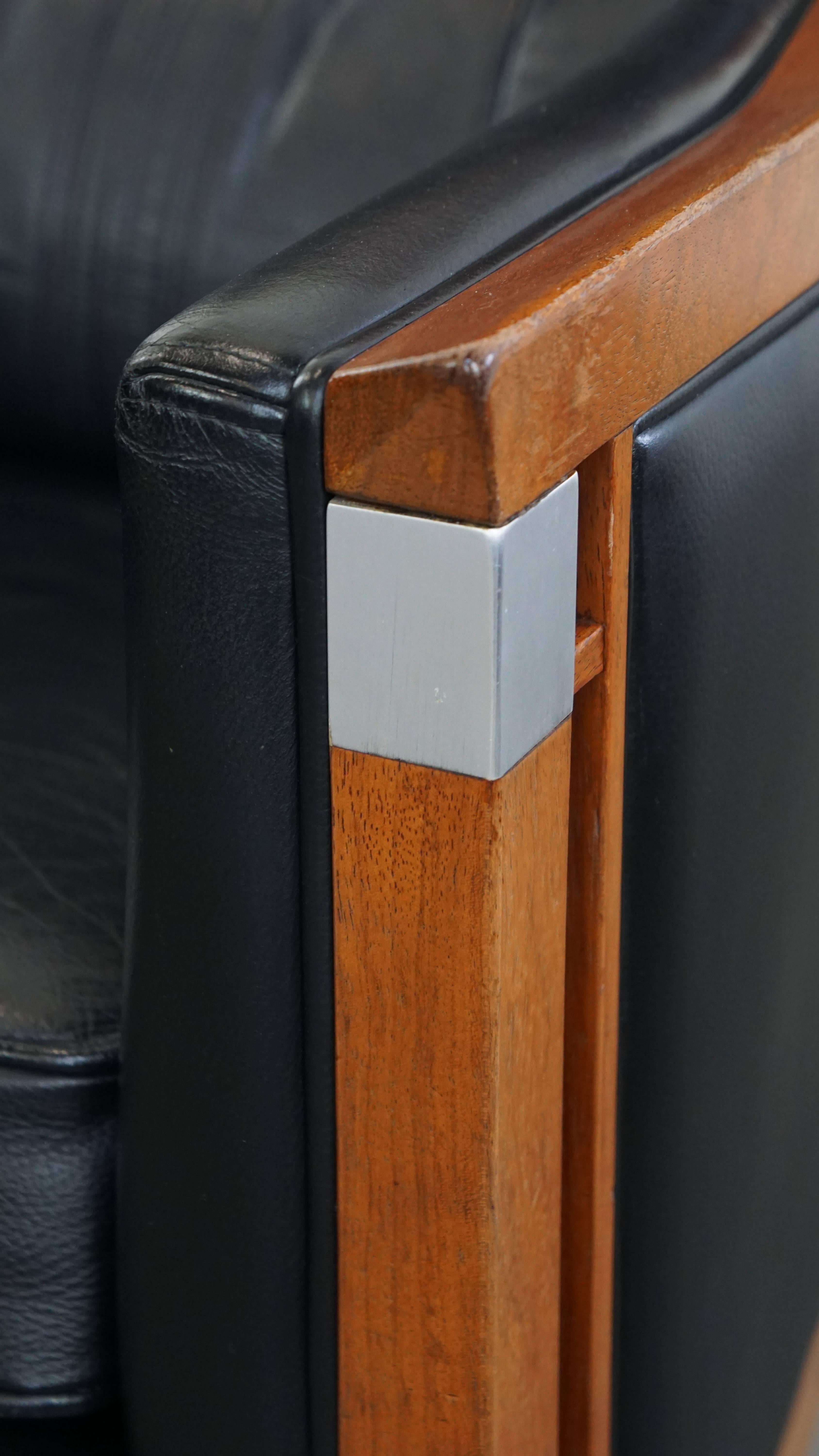 Poltrona Art Deco nera con schienale alto in vendita 5
