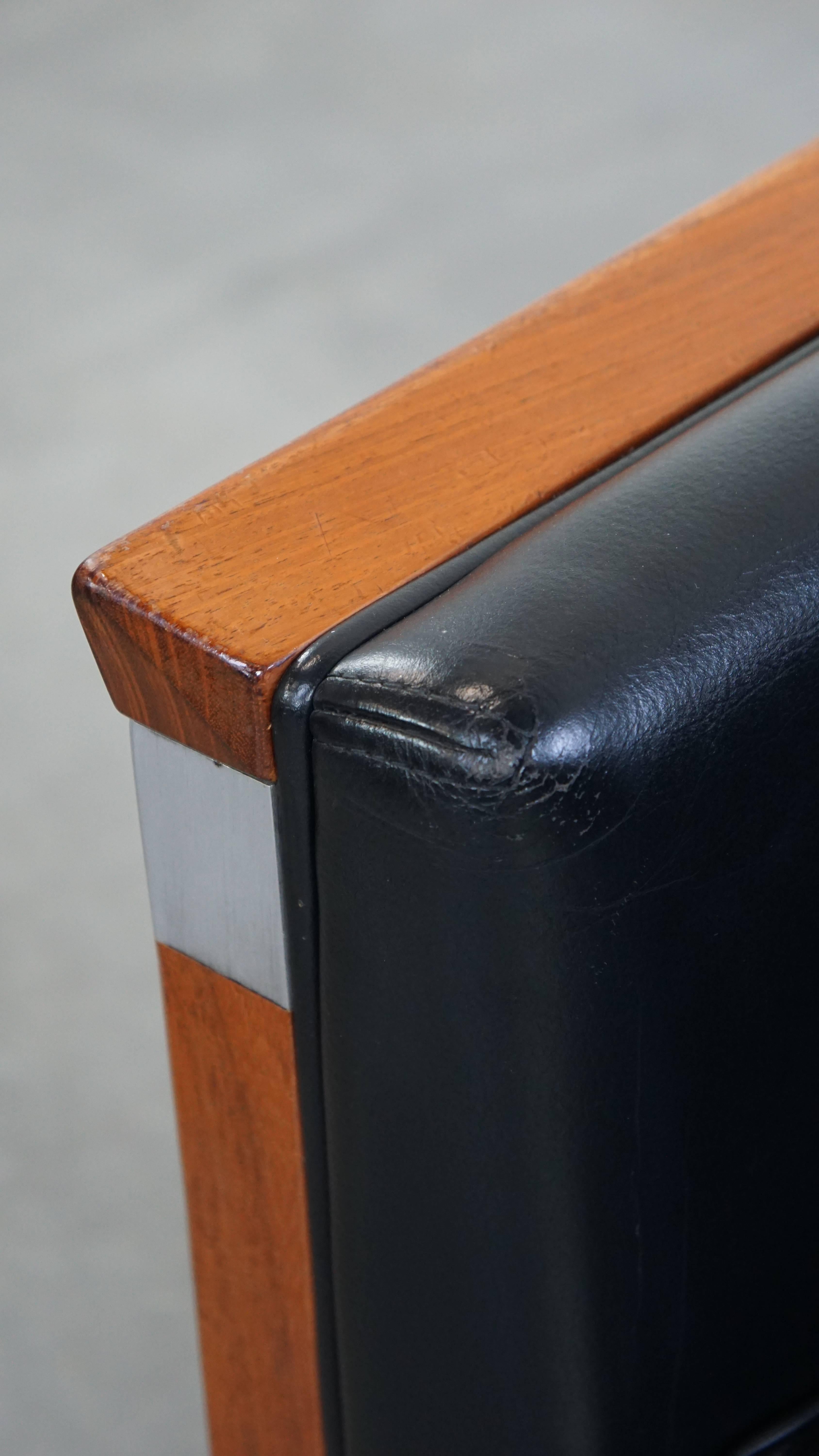 Poltrona Art Deco nera con schienale alto in vendita 7