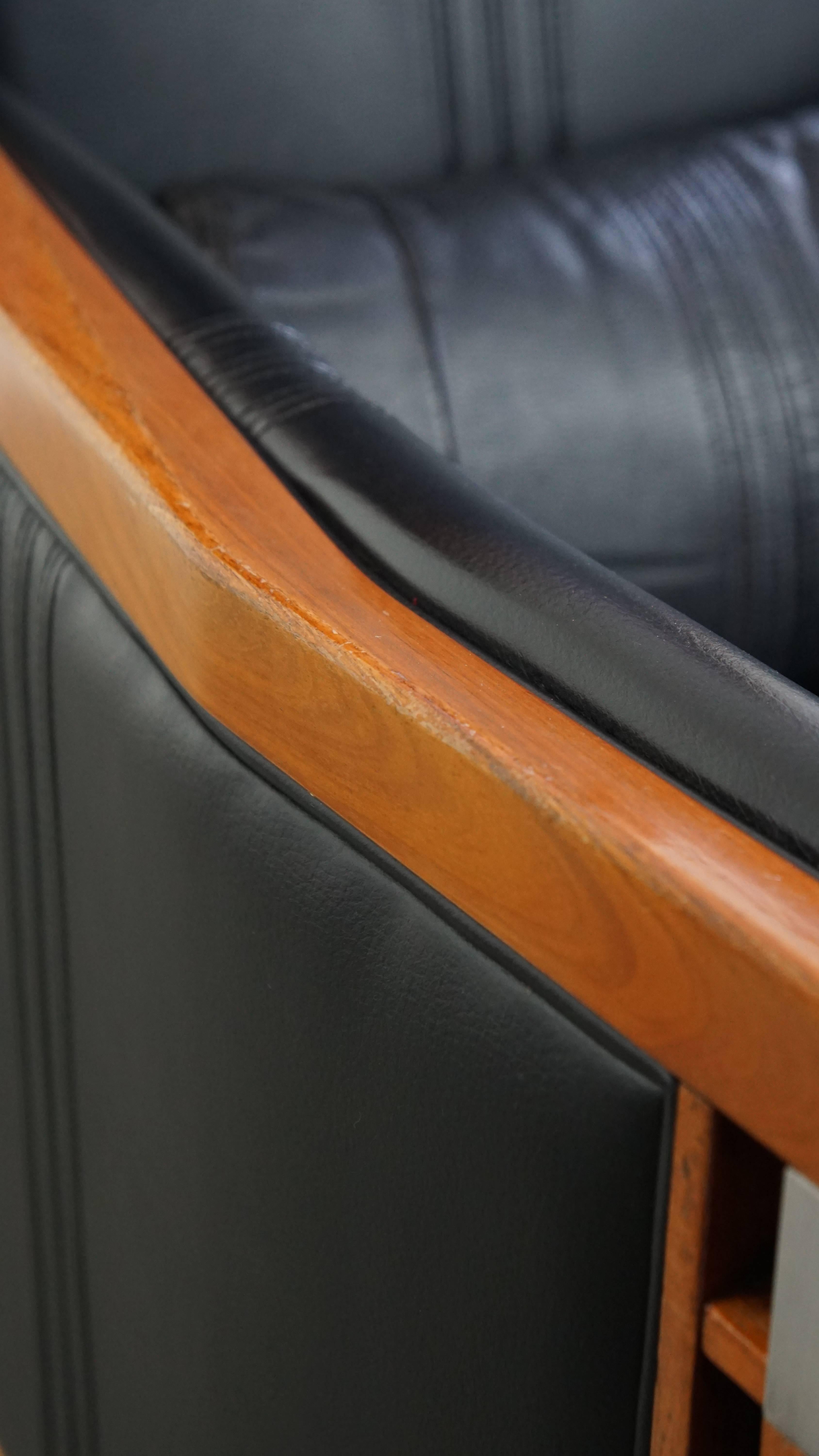 Poltrona Art Deco nera con schienale alto in vendita 9