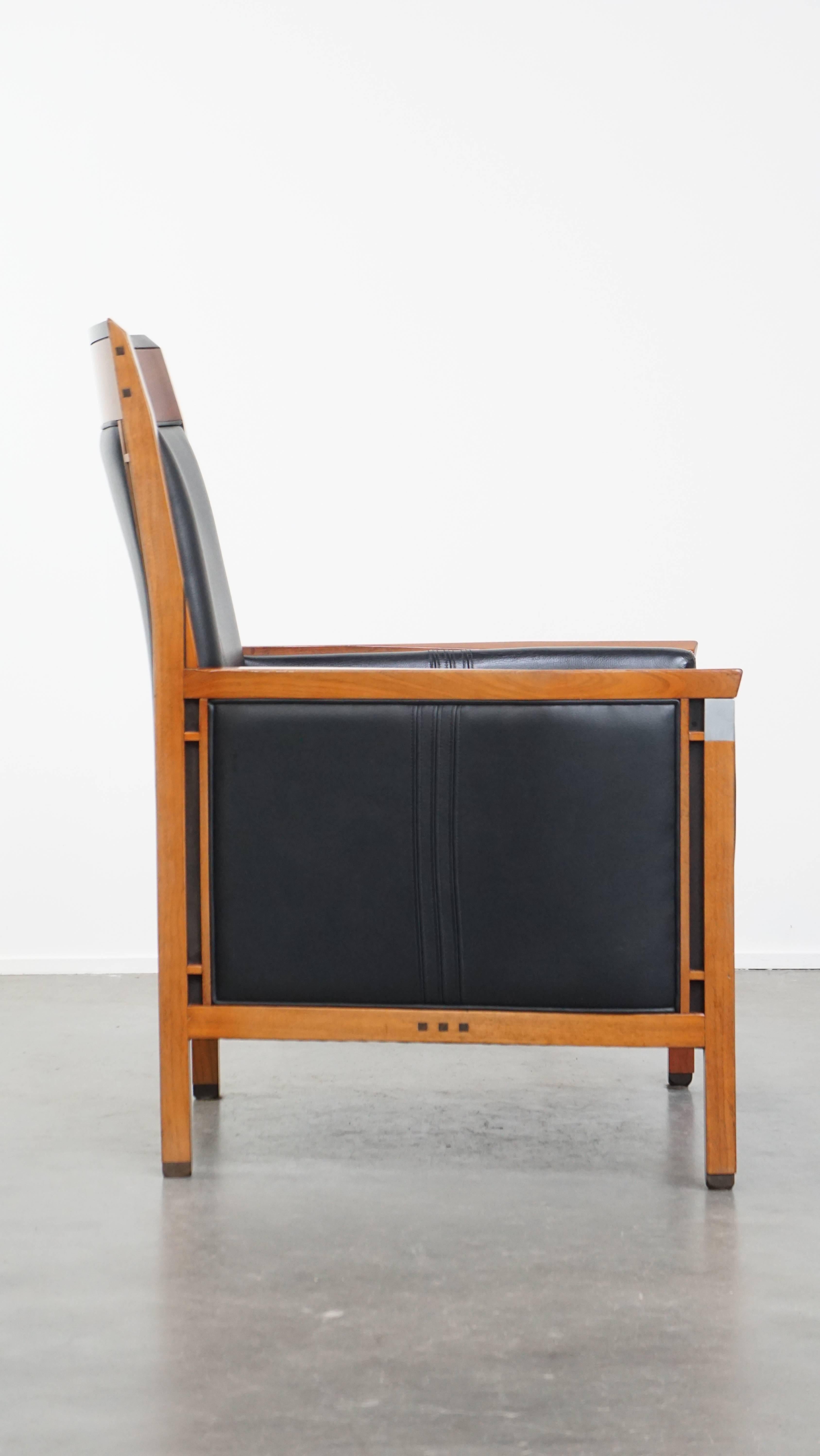Art Déco Poltrona Art Deco nera con schienale alto in vendita