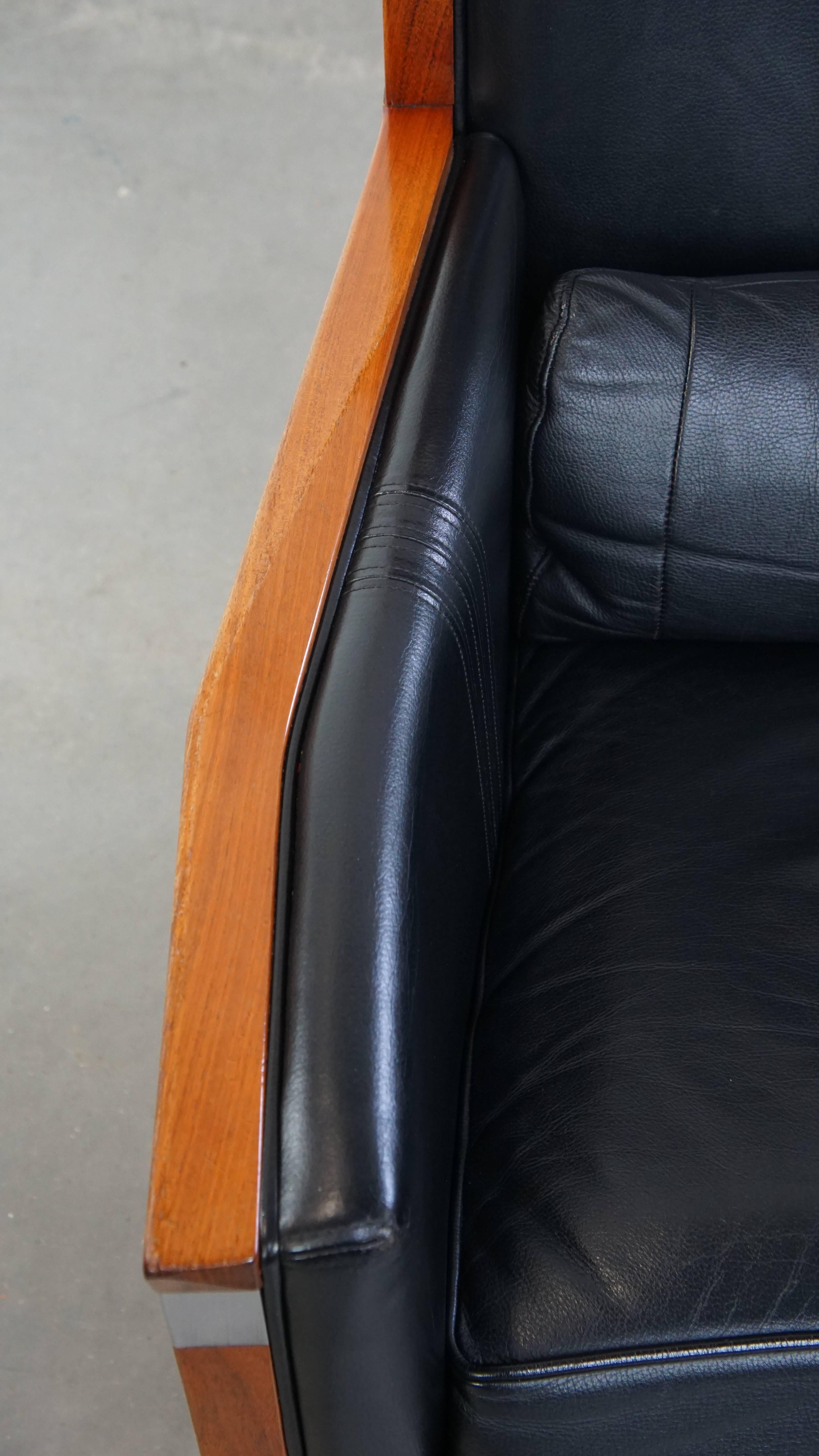 Vacchetta Poltrona Art Deco nera con schienale alto in vendita