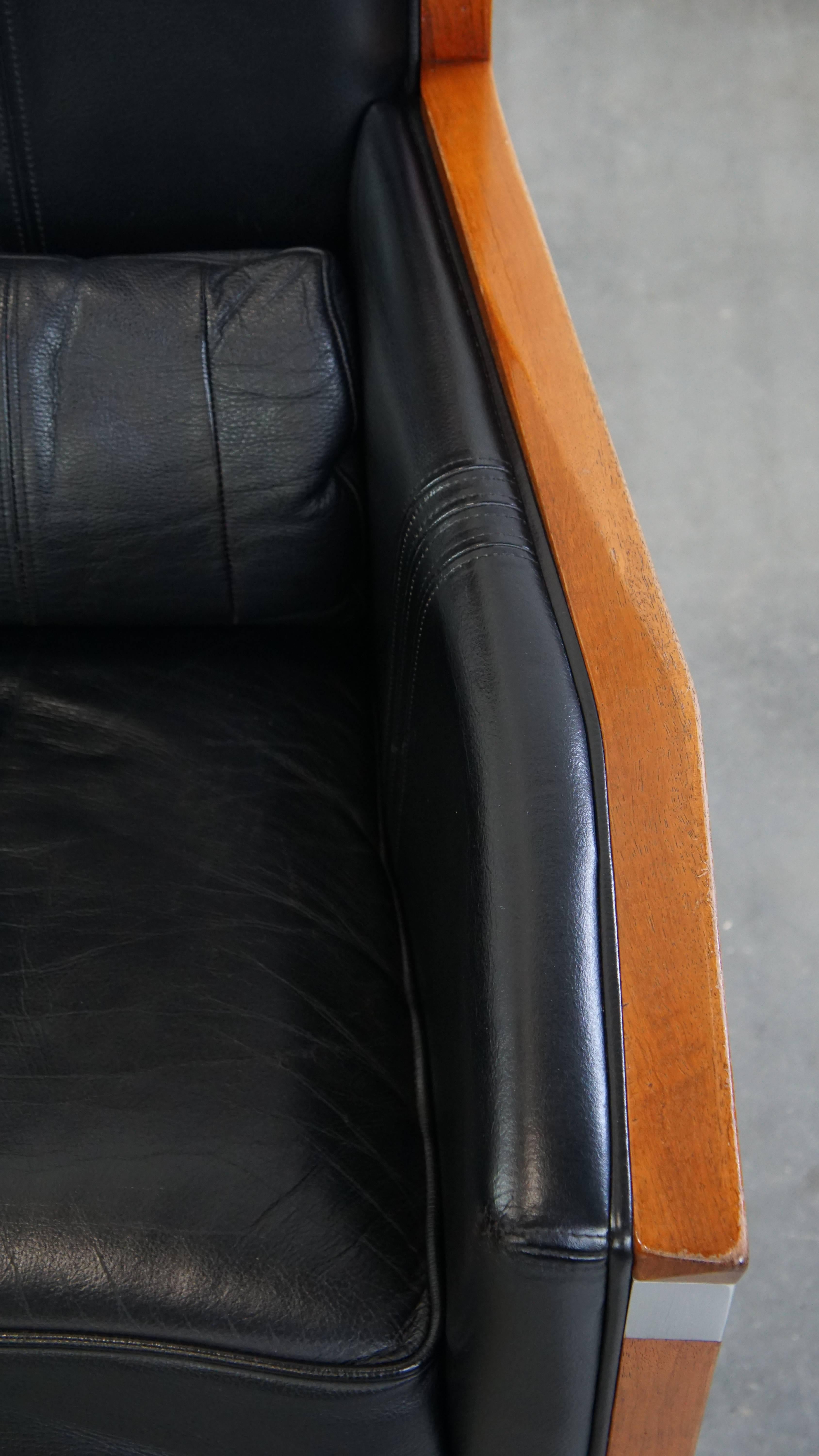 Poltrona Art Deco nera con schienale alto in vendita 1