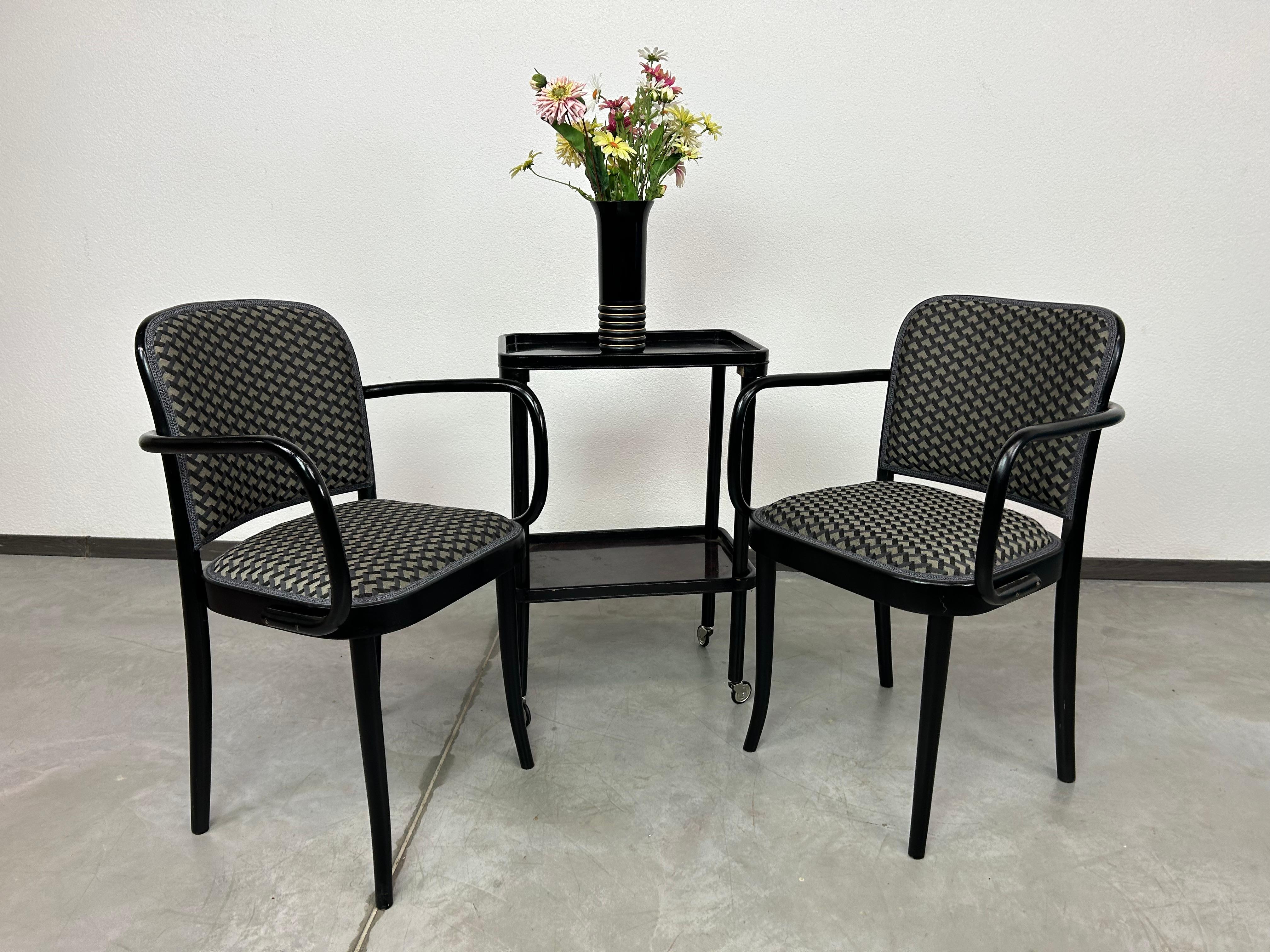 Black art deco armchairs no.811 by Josef Hoffmann for TON,