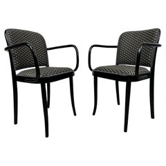 Vintage Black art deco armchairs no.811 by Josef Hoffmann for TON