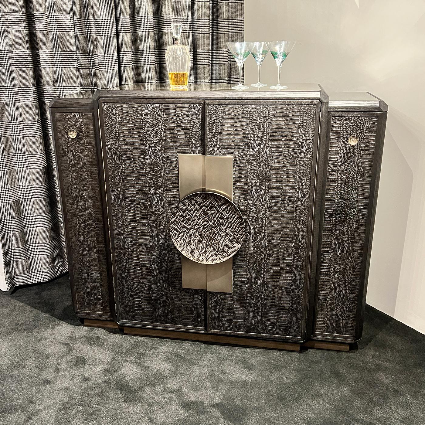 Mueble Bar Art Decó Negro Metal en venta