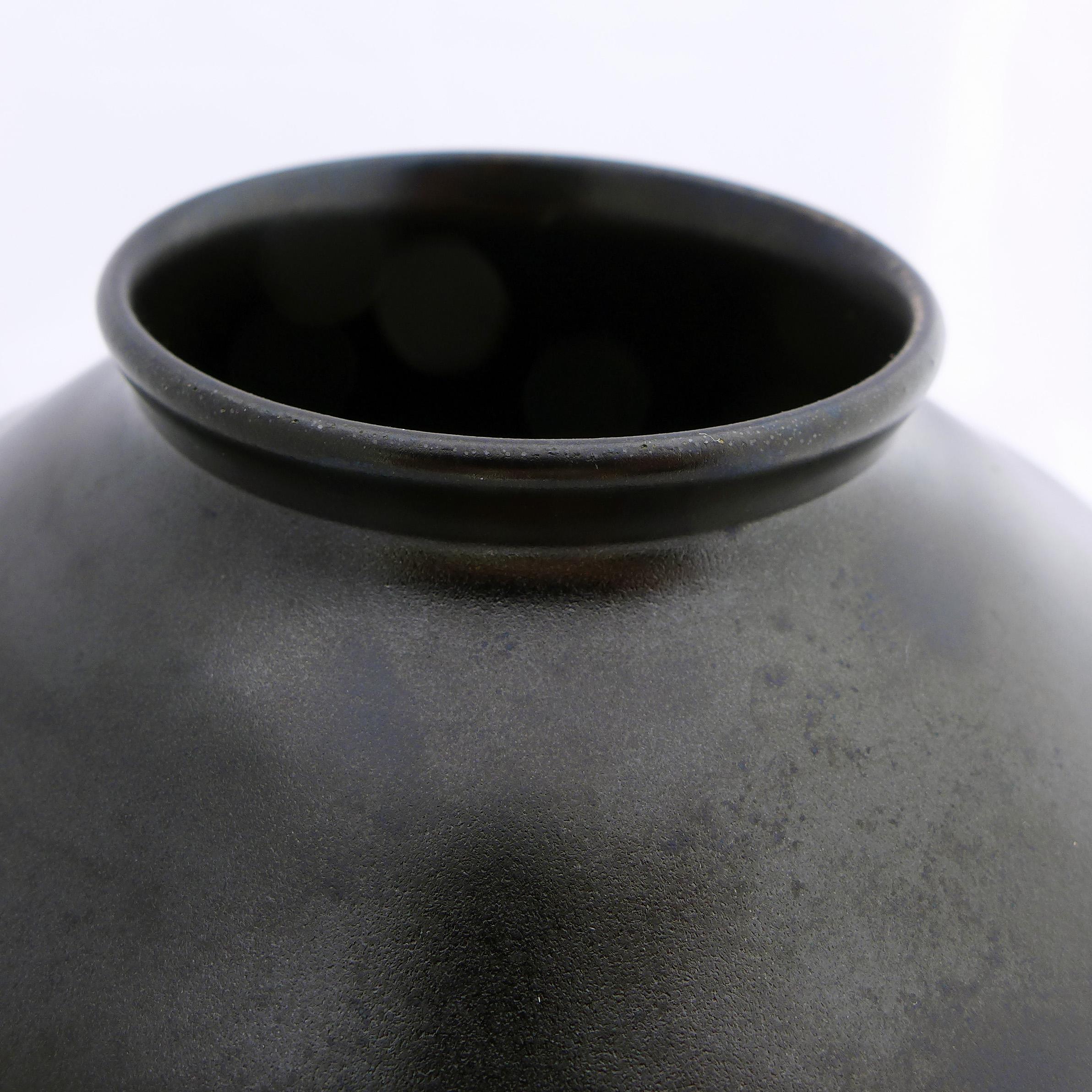 Dutch Black Art Deco Ceramic Vase For Sale