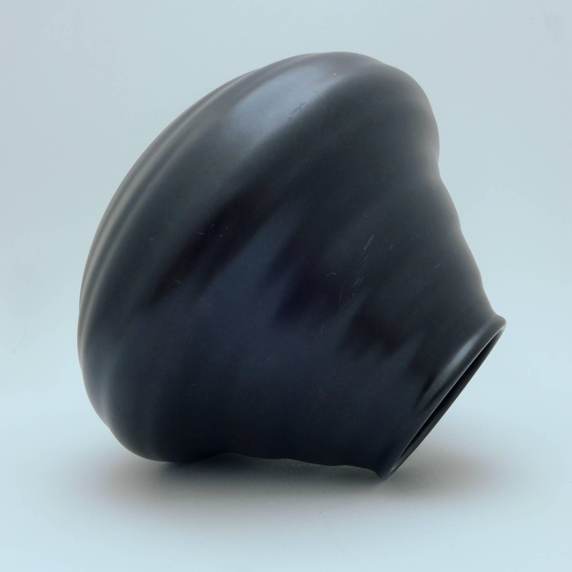 Black Art Deco Ceramic Vase For Sale 1