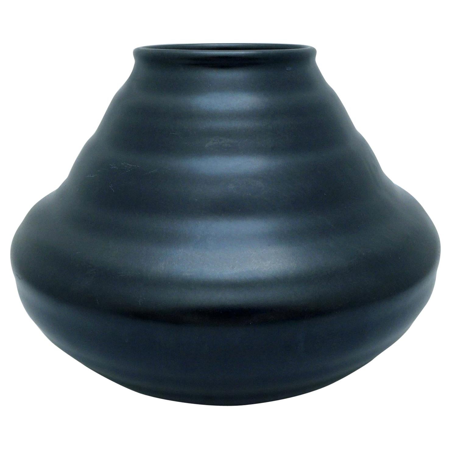 Black Art Deco Ceramic Vase For Sale