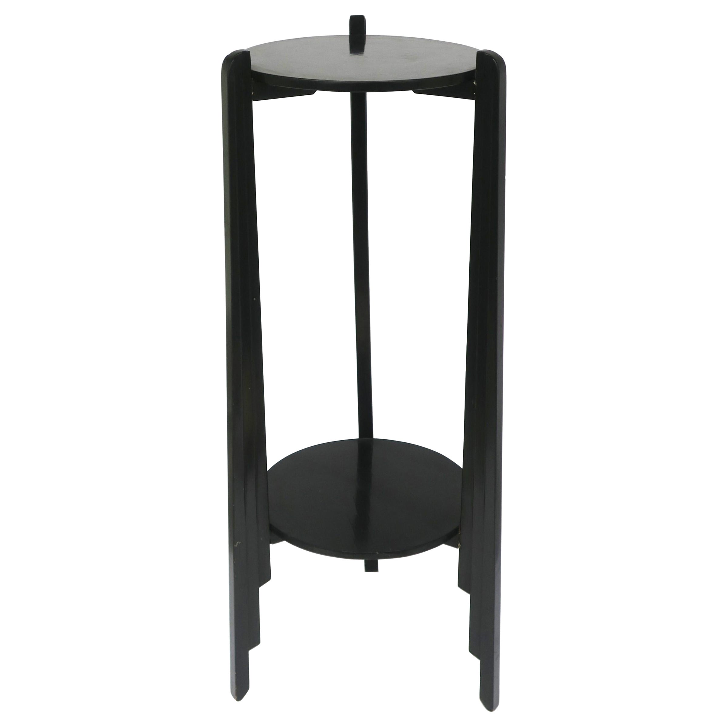 Piantana a colonna Art Deco nera con ripiano inferiore in vendita