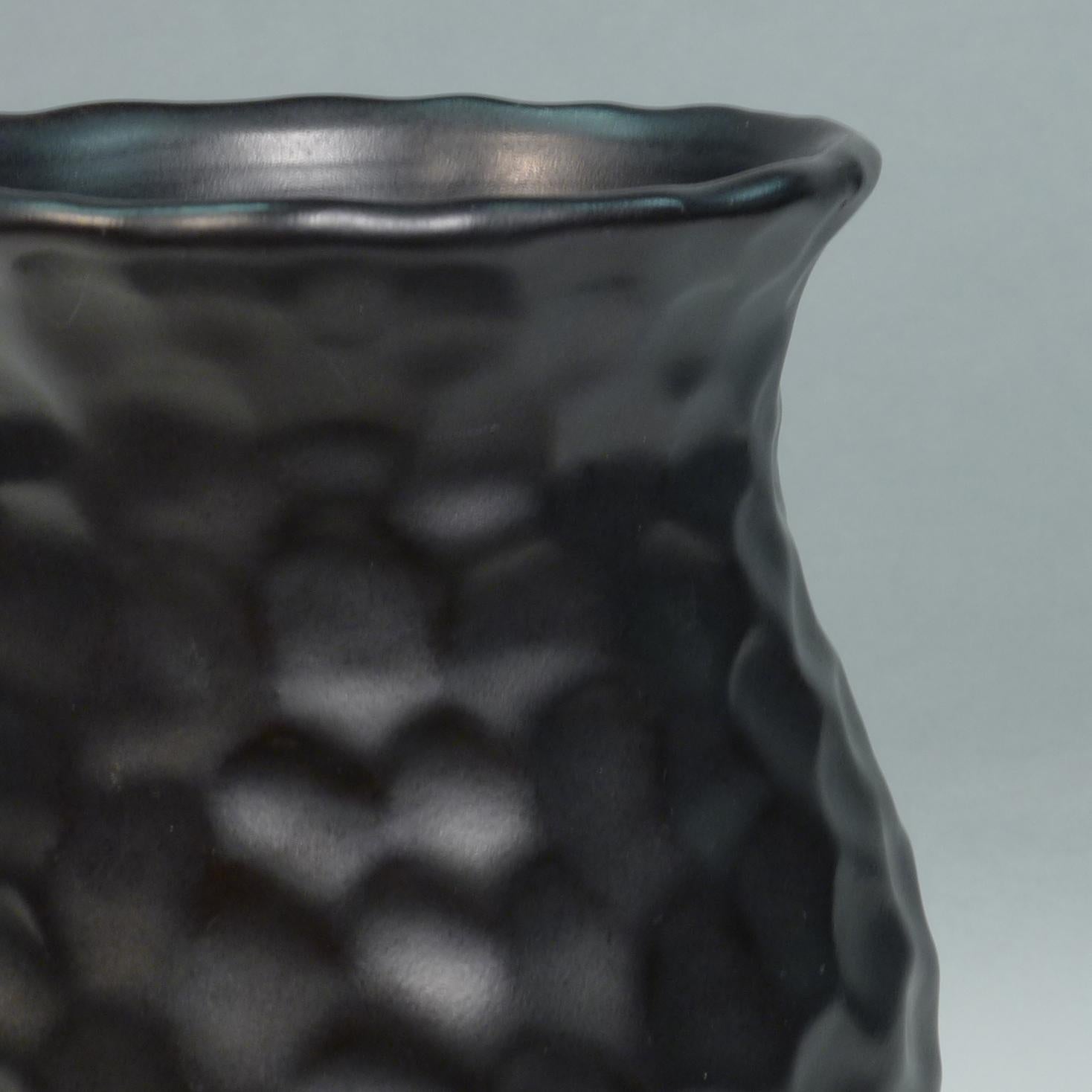 Dutch Black Art Deco Dimple Vase