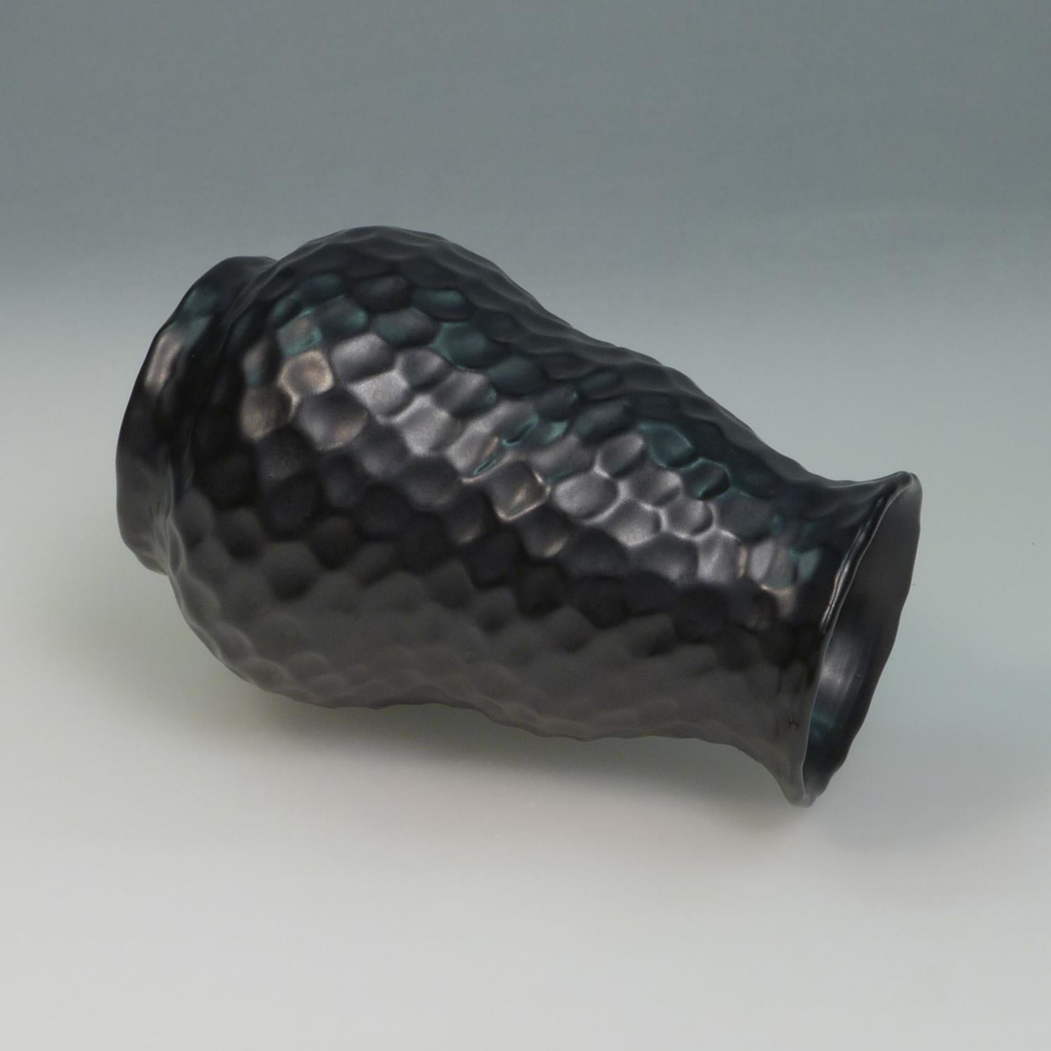 Dutch Black Art Deco Dimple Vase For Sale