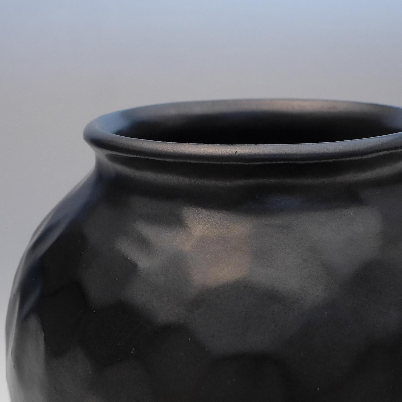 Dutch Black Art Deco Dimple Vase For Sale