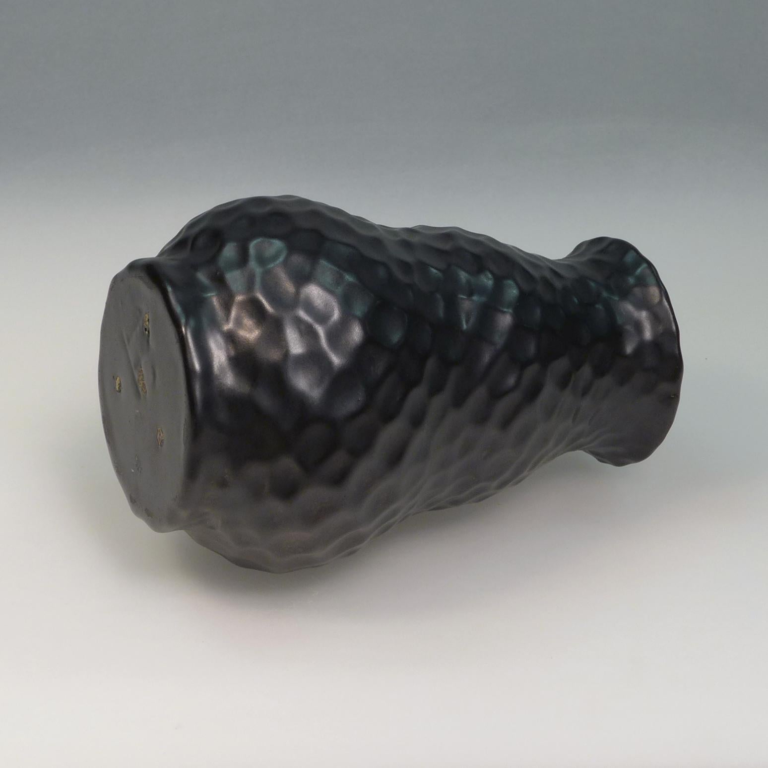 Cast Black Art Deco Dimple Vase For Sale