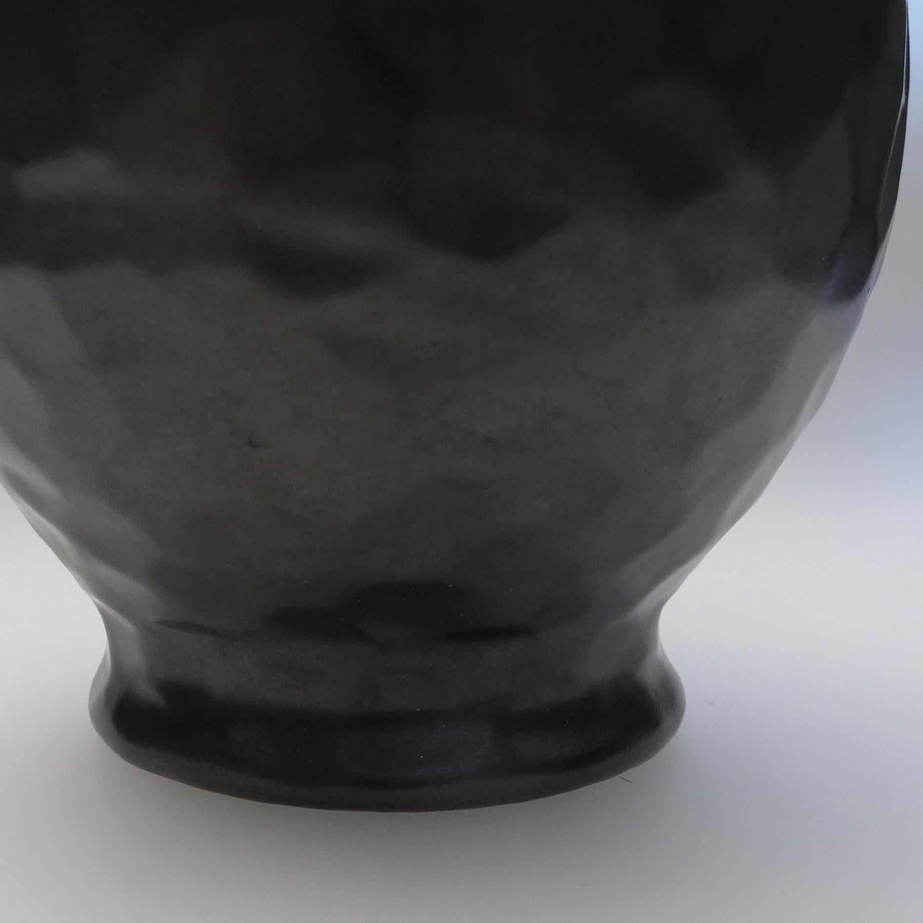 Cast Black Art Deco Dimple Vase For Sale