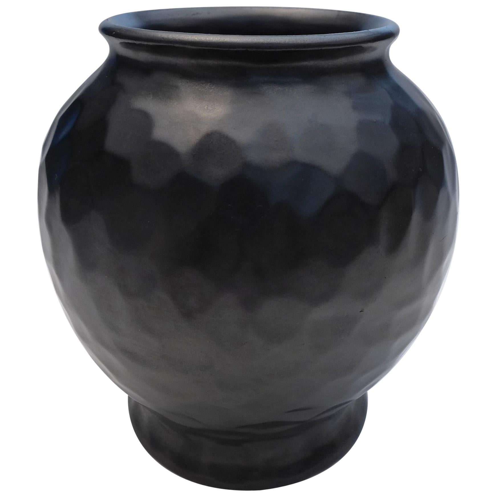 Black Art Deco Dimple Vase For Sale
