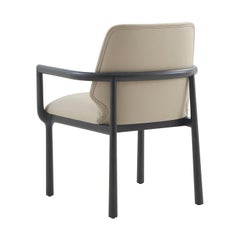 Black Art Deco Dining Armchairs - Leather