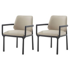 Black Art Deco Dining Armchairs - Leather
