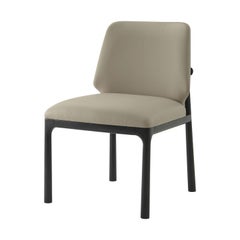 Black Art Deco Dining Side Chairs - Leather