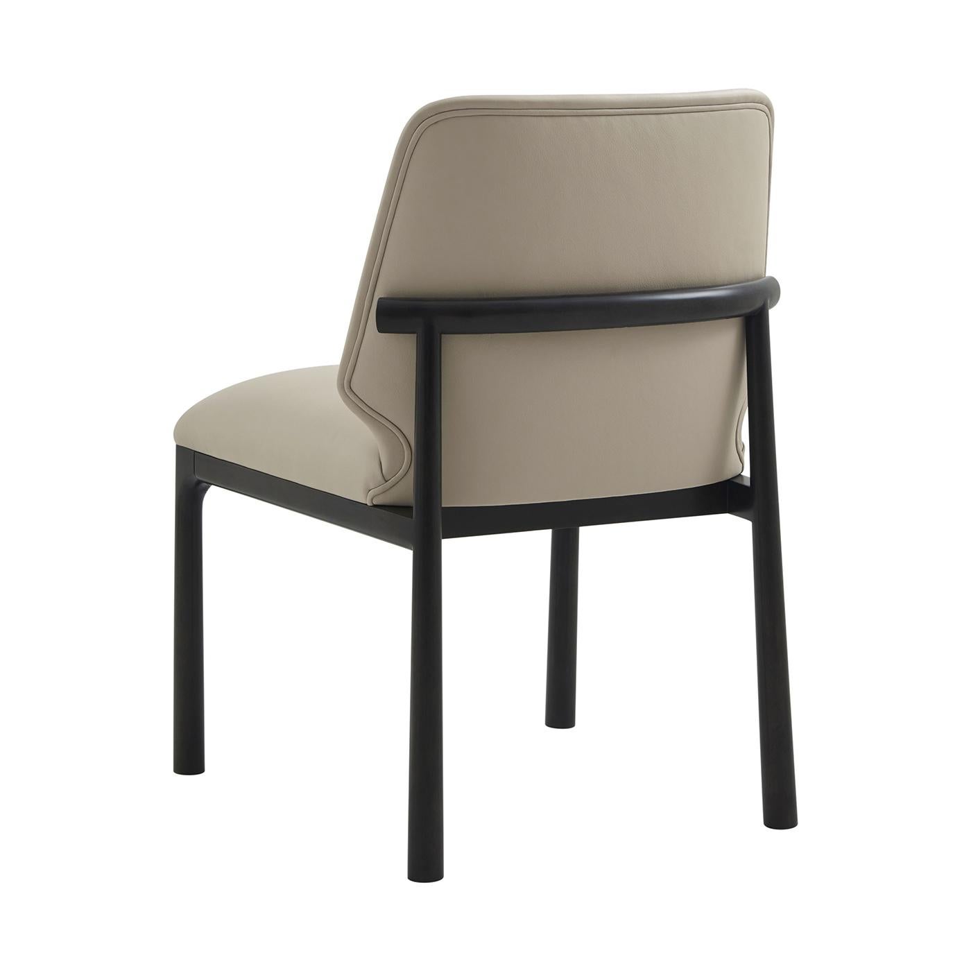 Vietnamese Black Art Deco Dining Side Chairs - Leather For Sale