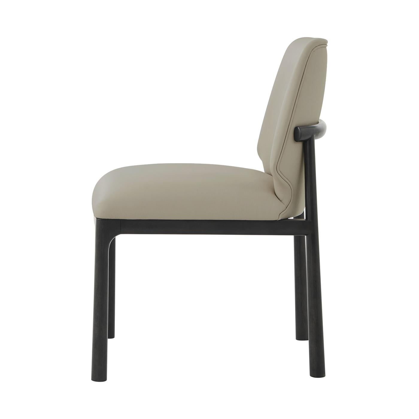 Black Art Deco Dining Side Chairs - Leather In New Condition For Sale In Westwood, NJ